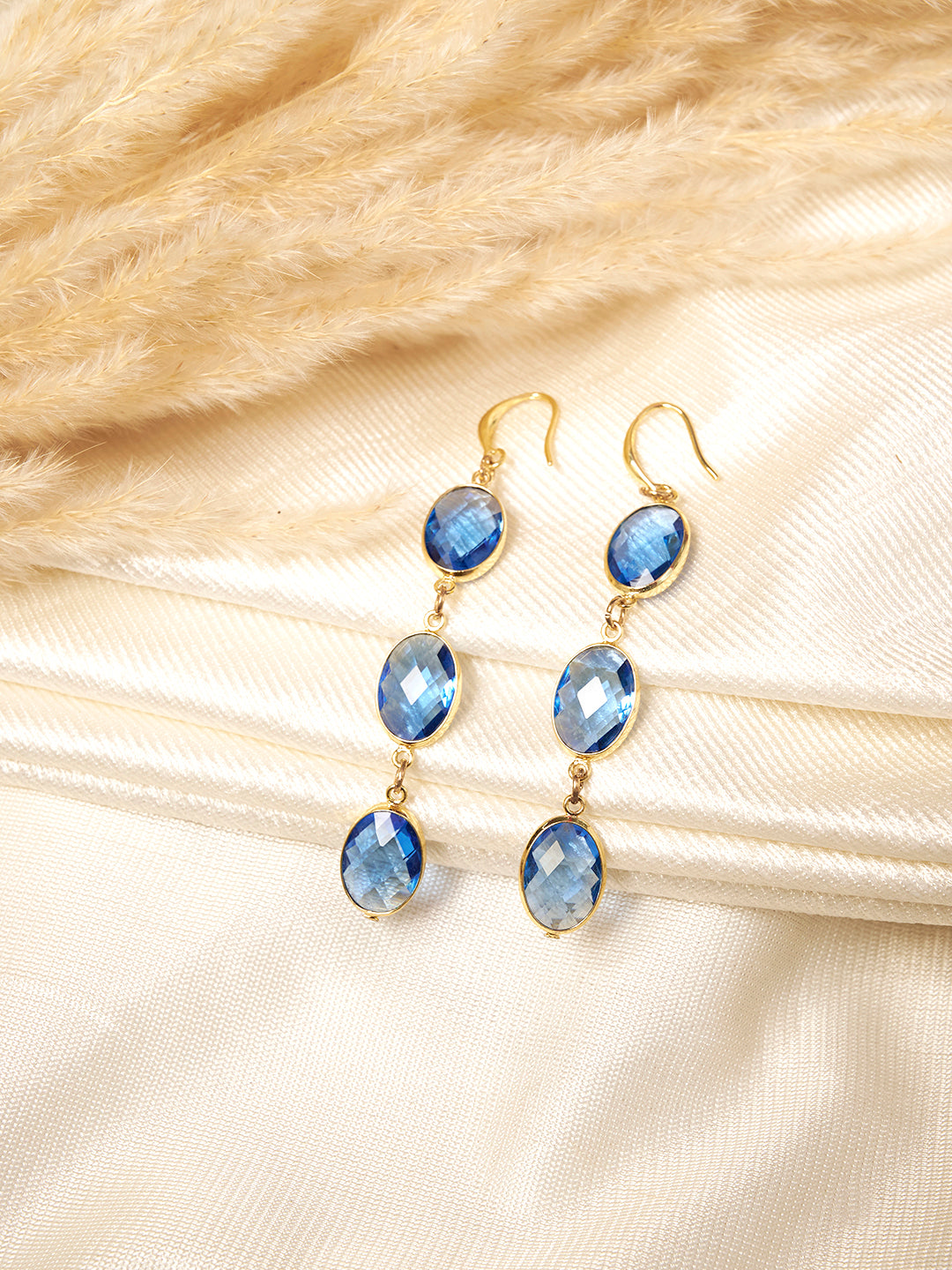 Gold Plated Oval Drop Earrings