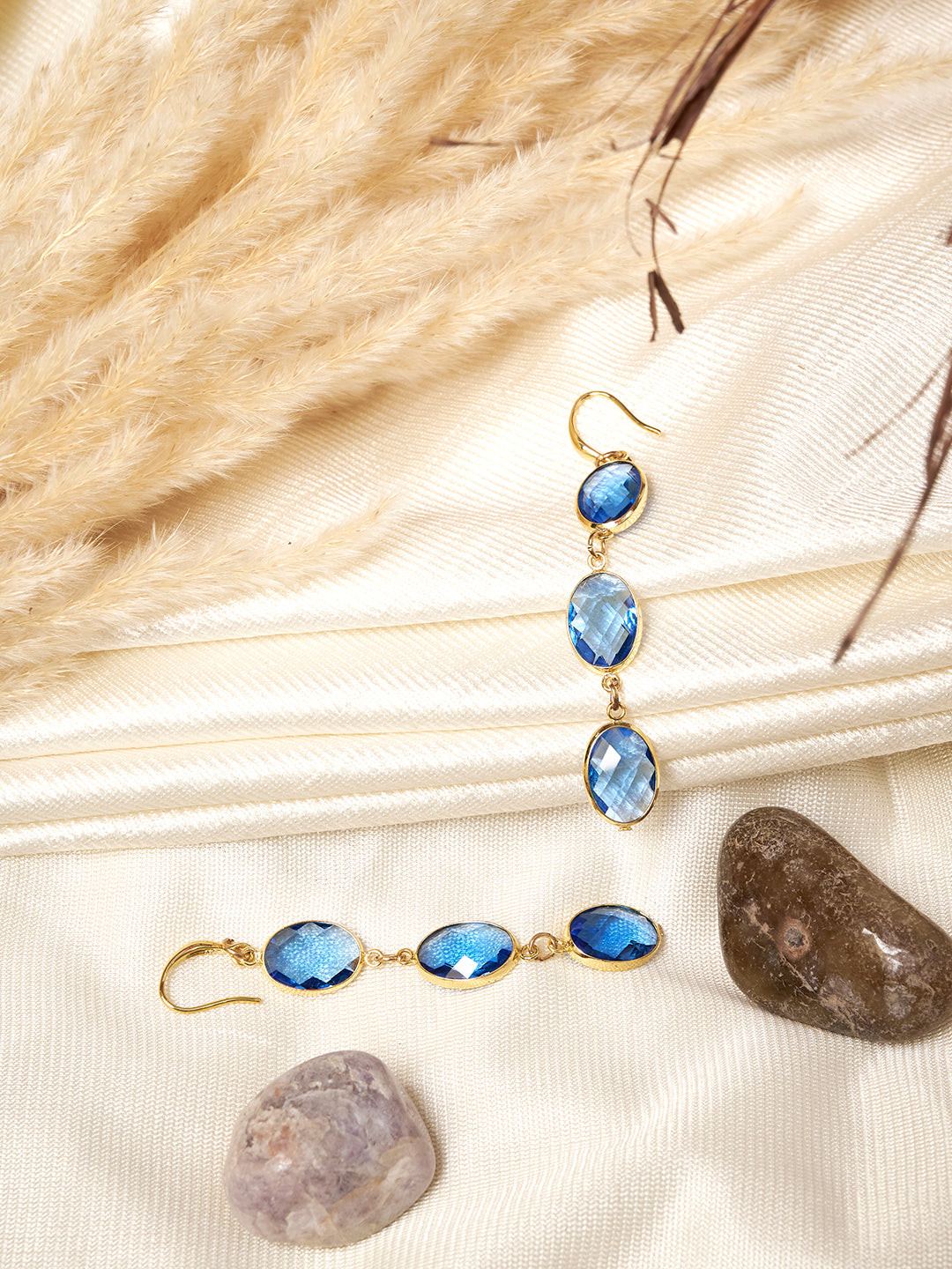 Gold Plated Oval Drop Earrings