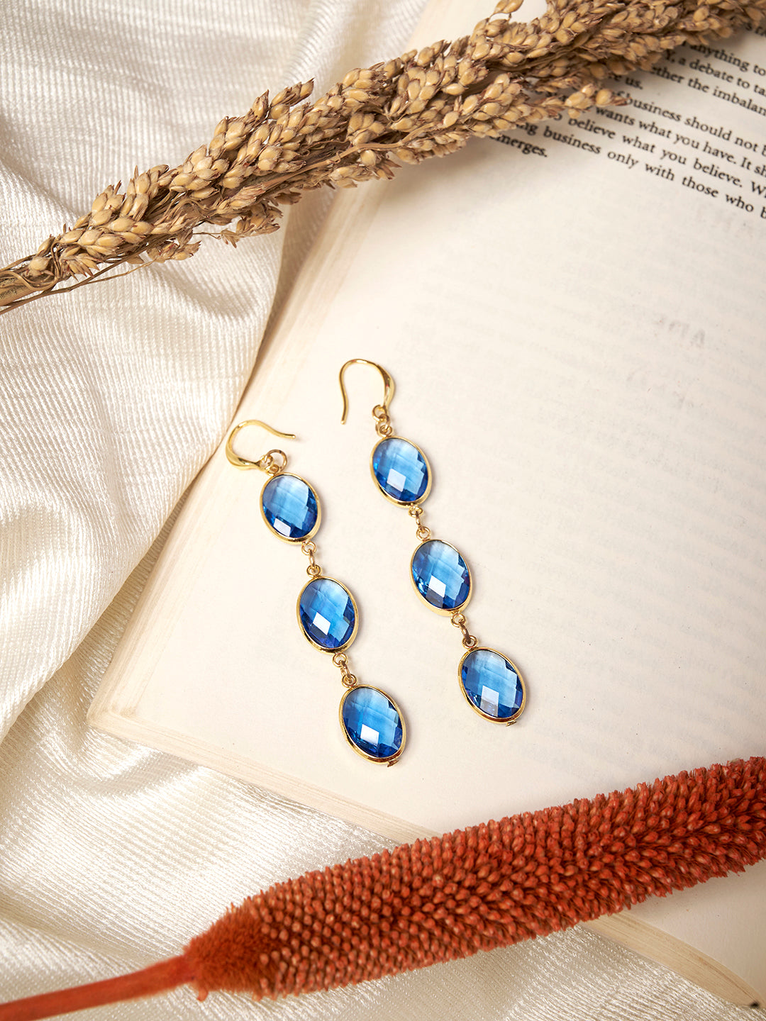 Gold Plated Oval Drop Earrings