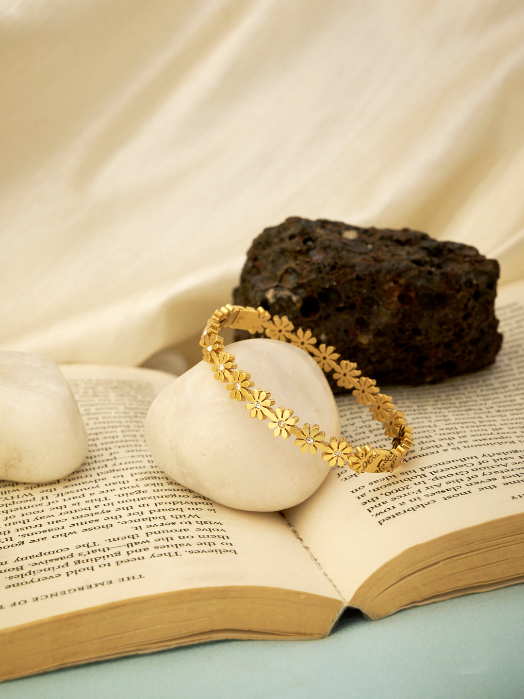 Women Gold-Plated Floral Wraparound Bracelet