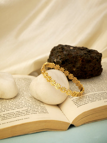 Women Gold-Plated Floral Wraparound Bracelet