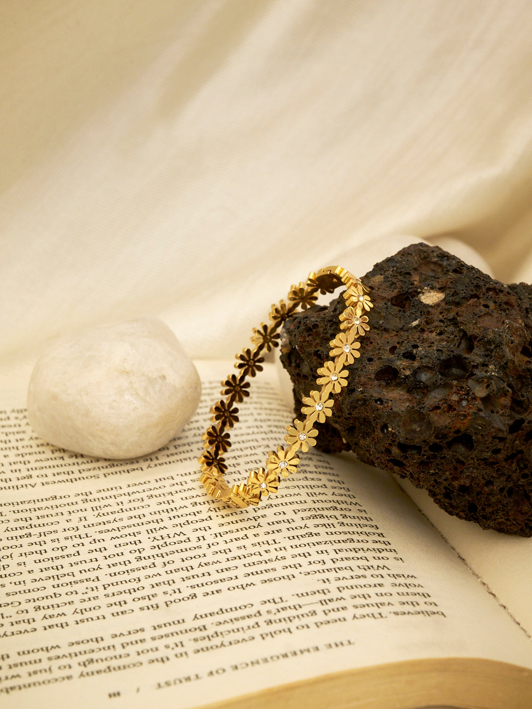 Women Gold-Plated Floral Wraparound Bracelet