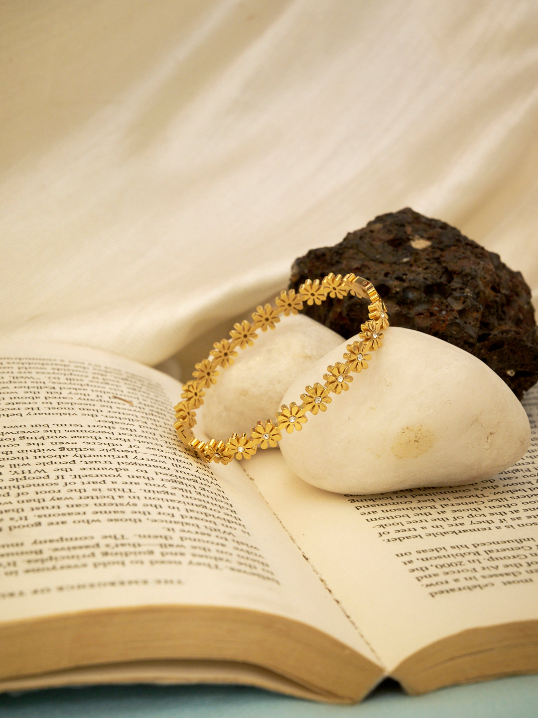 Women Gold-Plated Floral Wraparound Bracelet