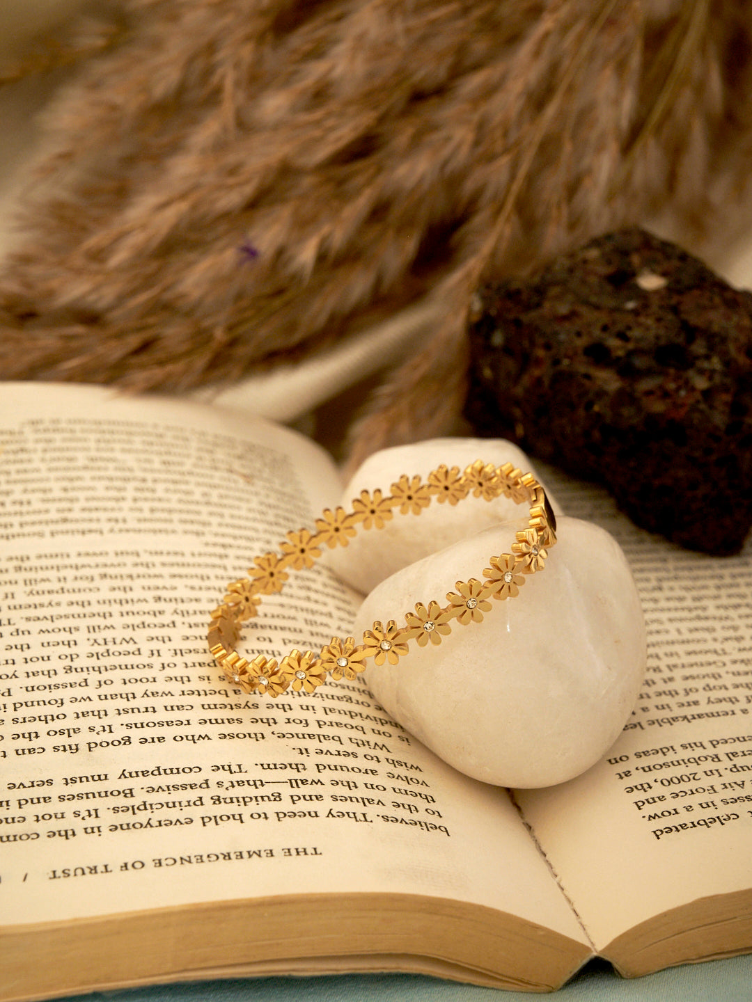 Women Gold-Plated Floral Wraparound Bracelet