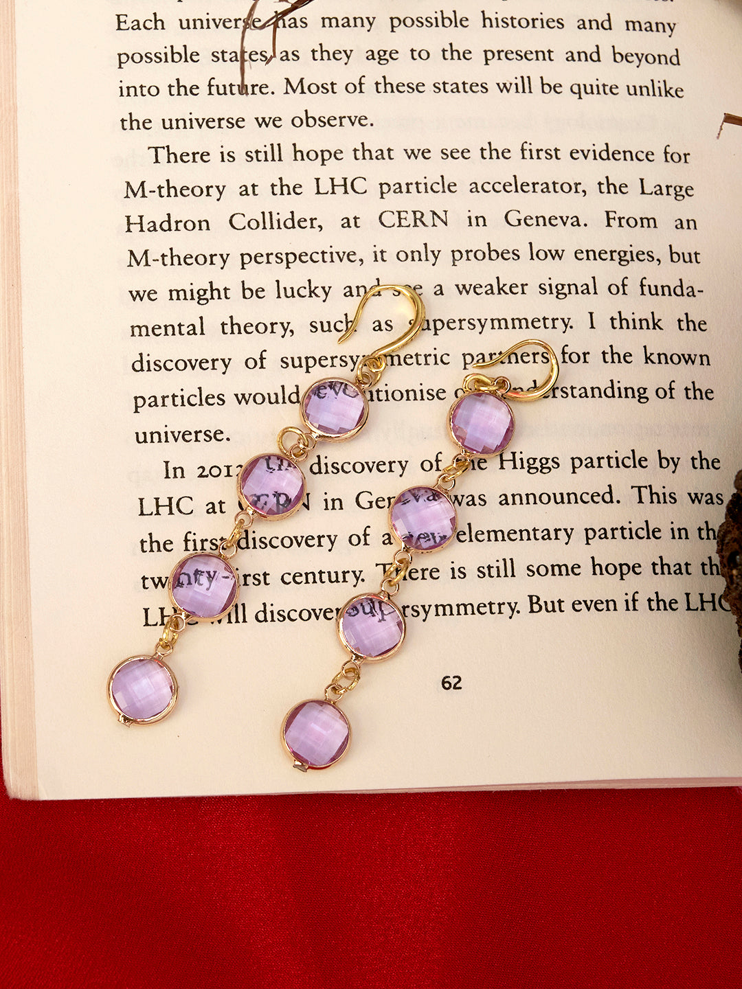 Women Gold Plated Purple Drop Earrings
