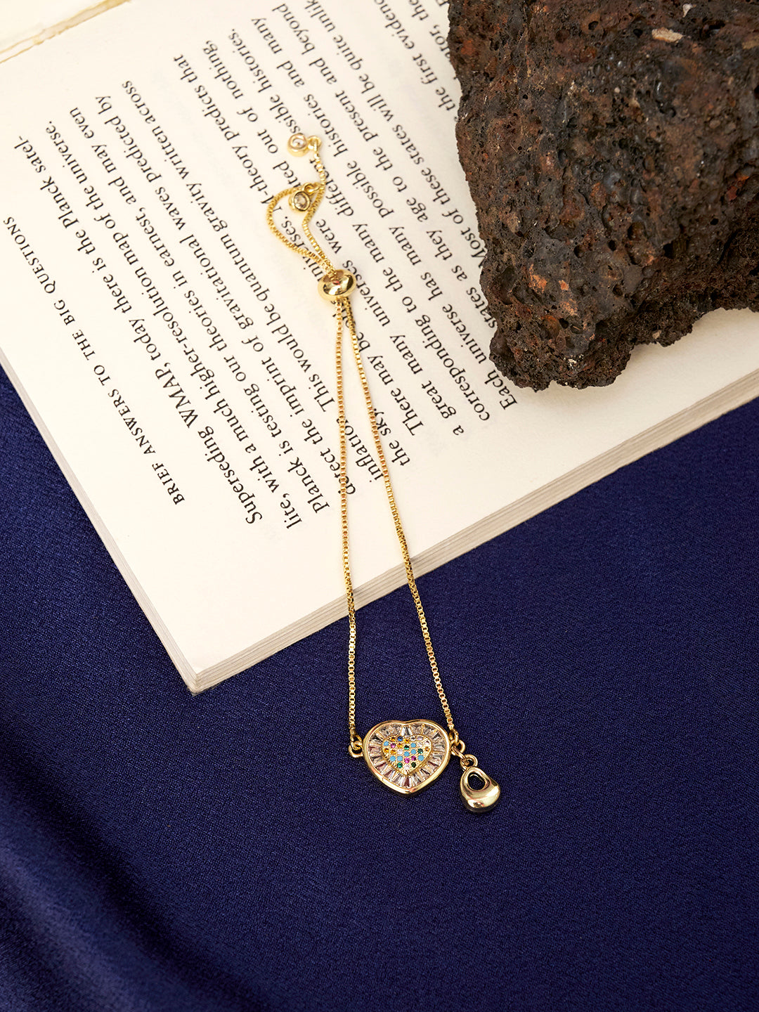 Women Gold-Plated Heart Wraparound Charm Bracelet