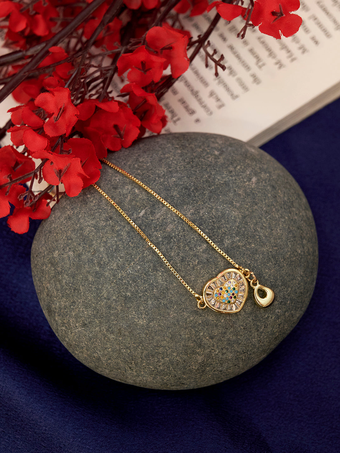 Women Gold-Plated Heart Wraparound Charm Bracelet