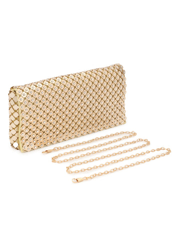 Embellished Golden Metallic Sling Bag