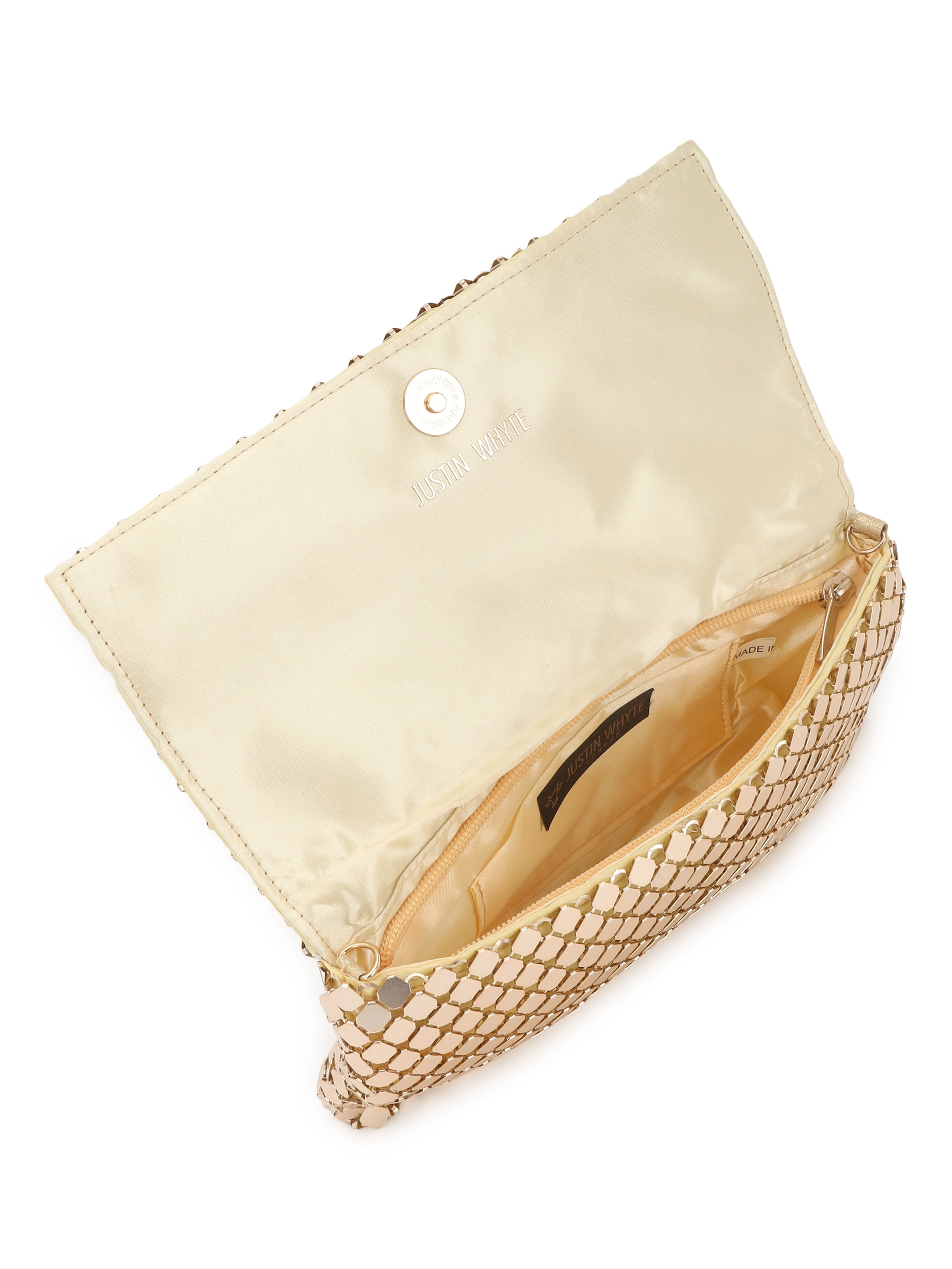 Embellished Golden Metallic Sling Bag