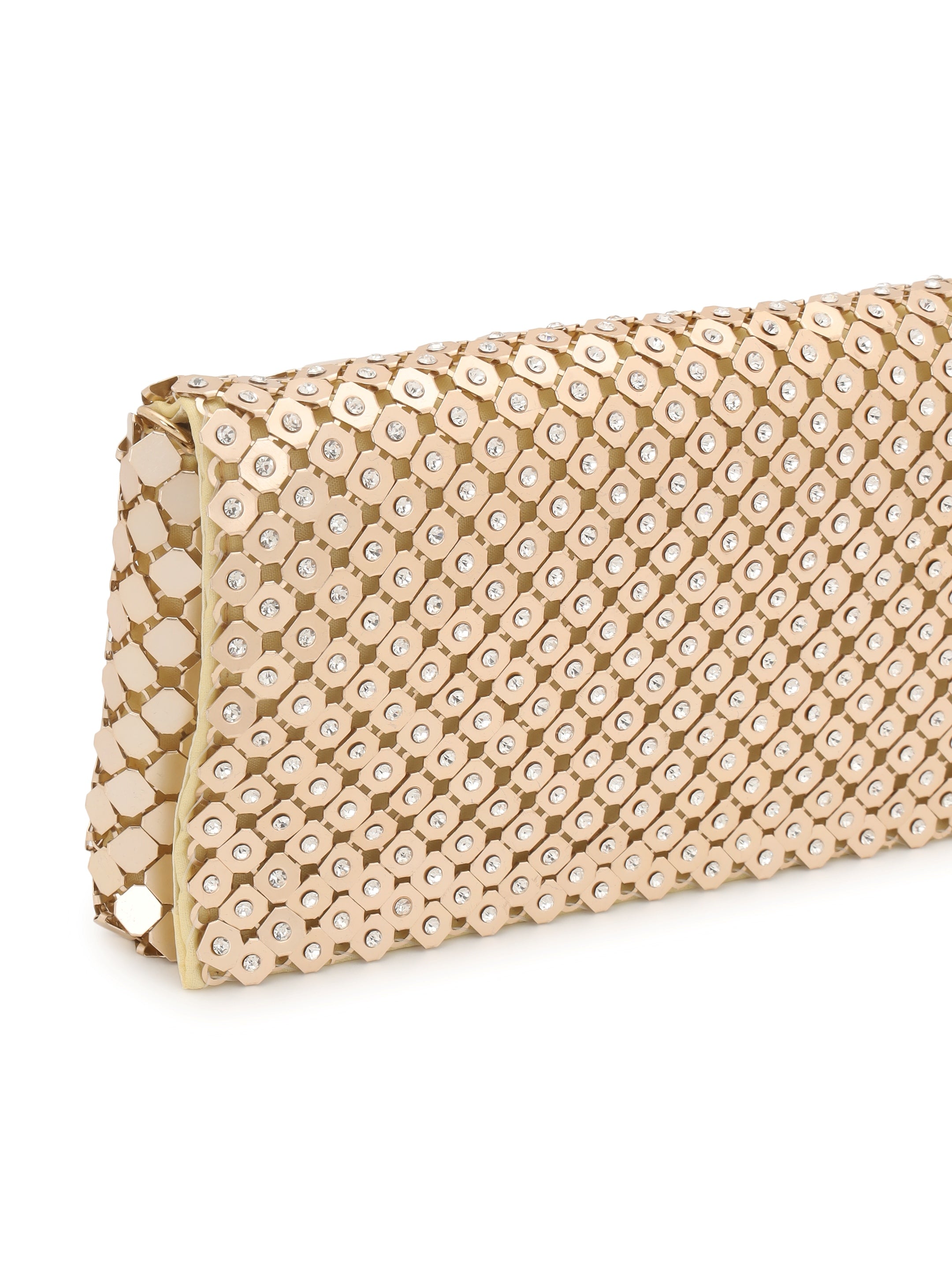 Embellished Golden Metallic Sling Bag