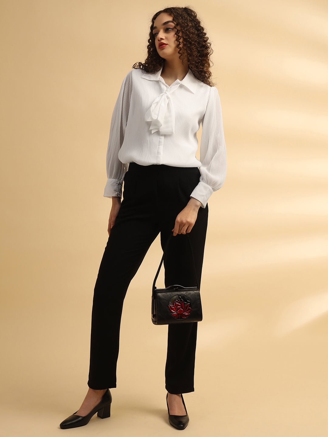 Pleated White Shirt Top