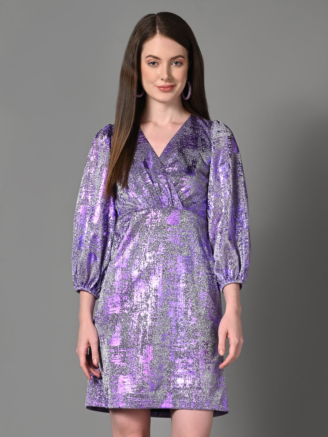 Embellished Lavender Flared Party Dress