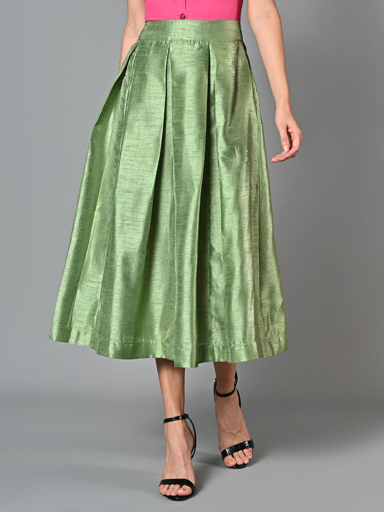 Neriah Pleated Solid Long Skirt