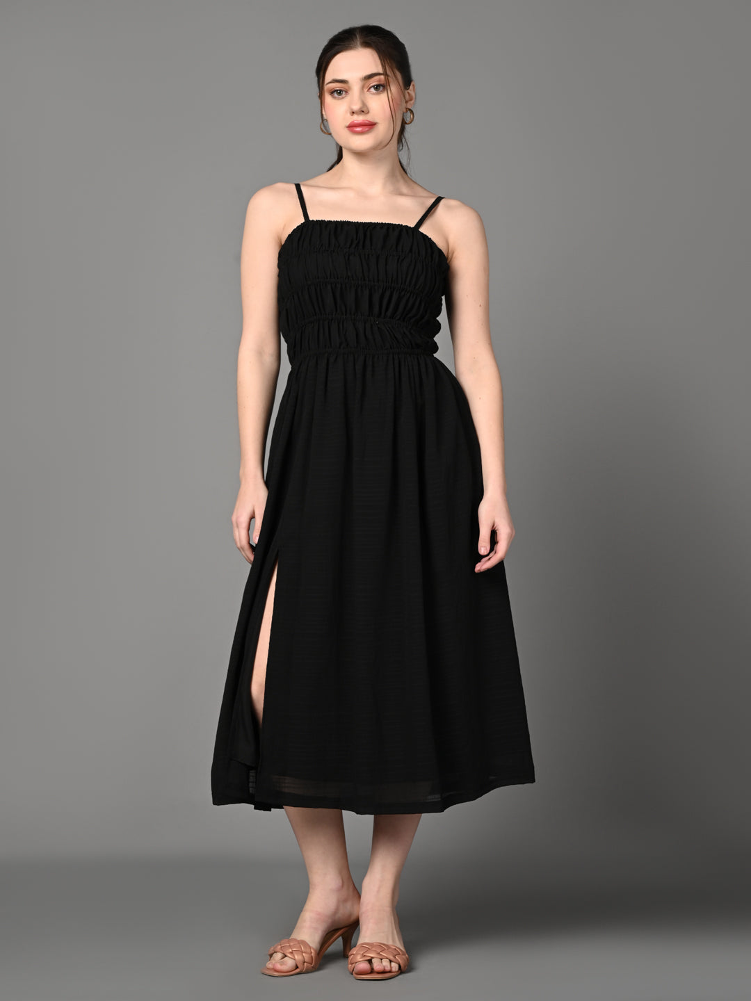 Classy Black Flared A - Line Dress