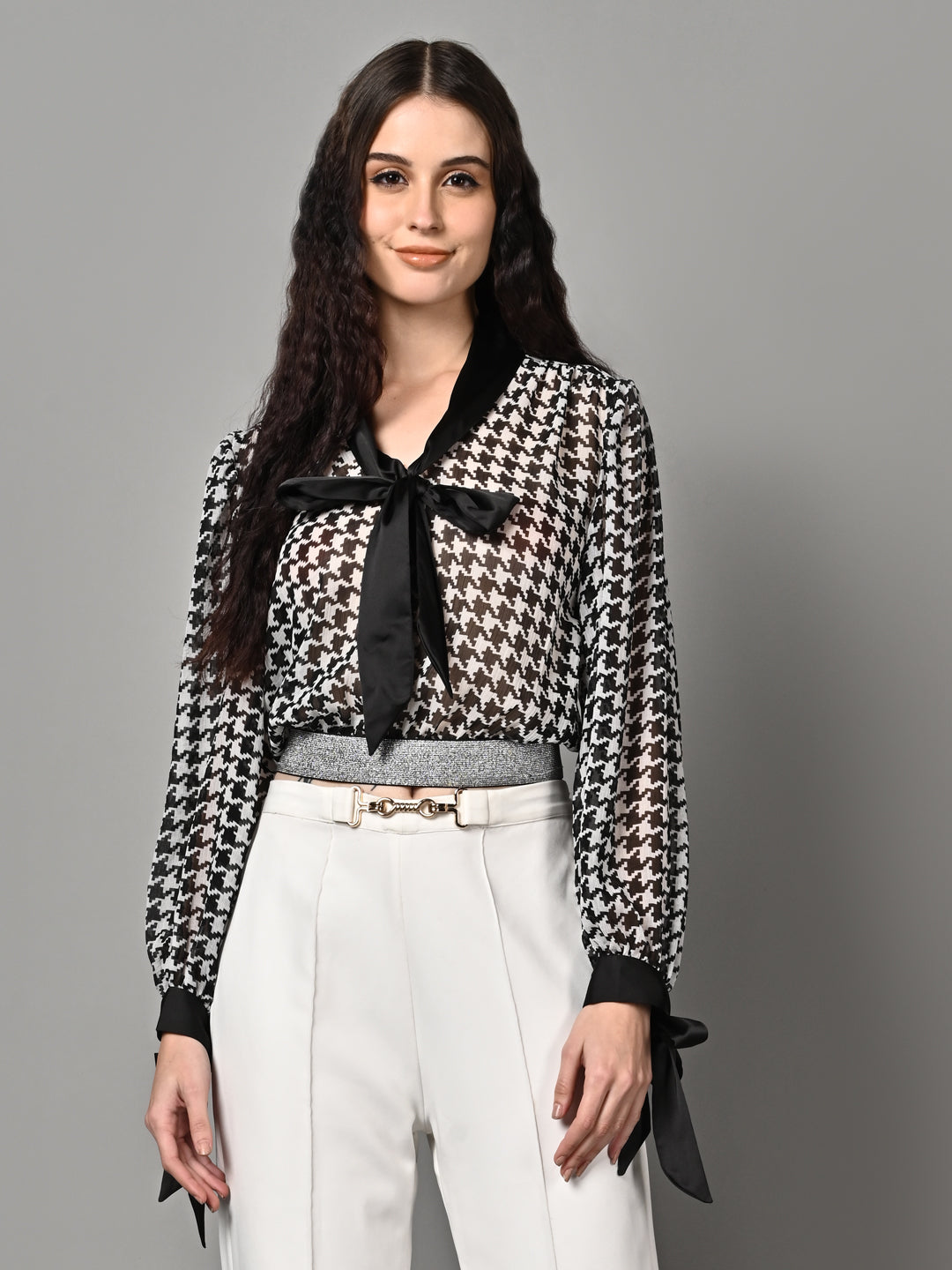 Classy Patterned Black & White Top