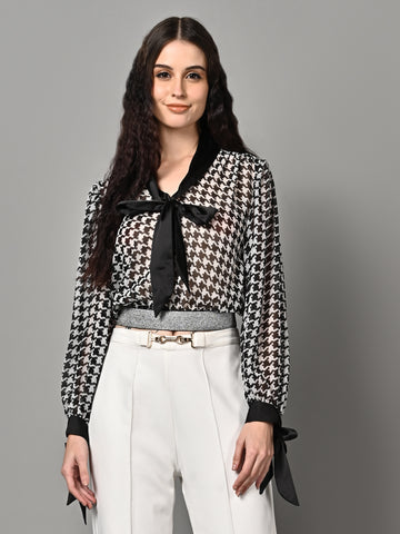 Classy Patterned Black & White Top