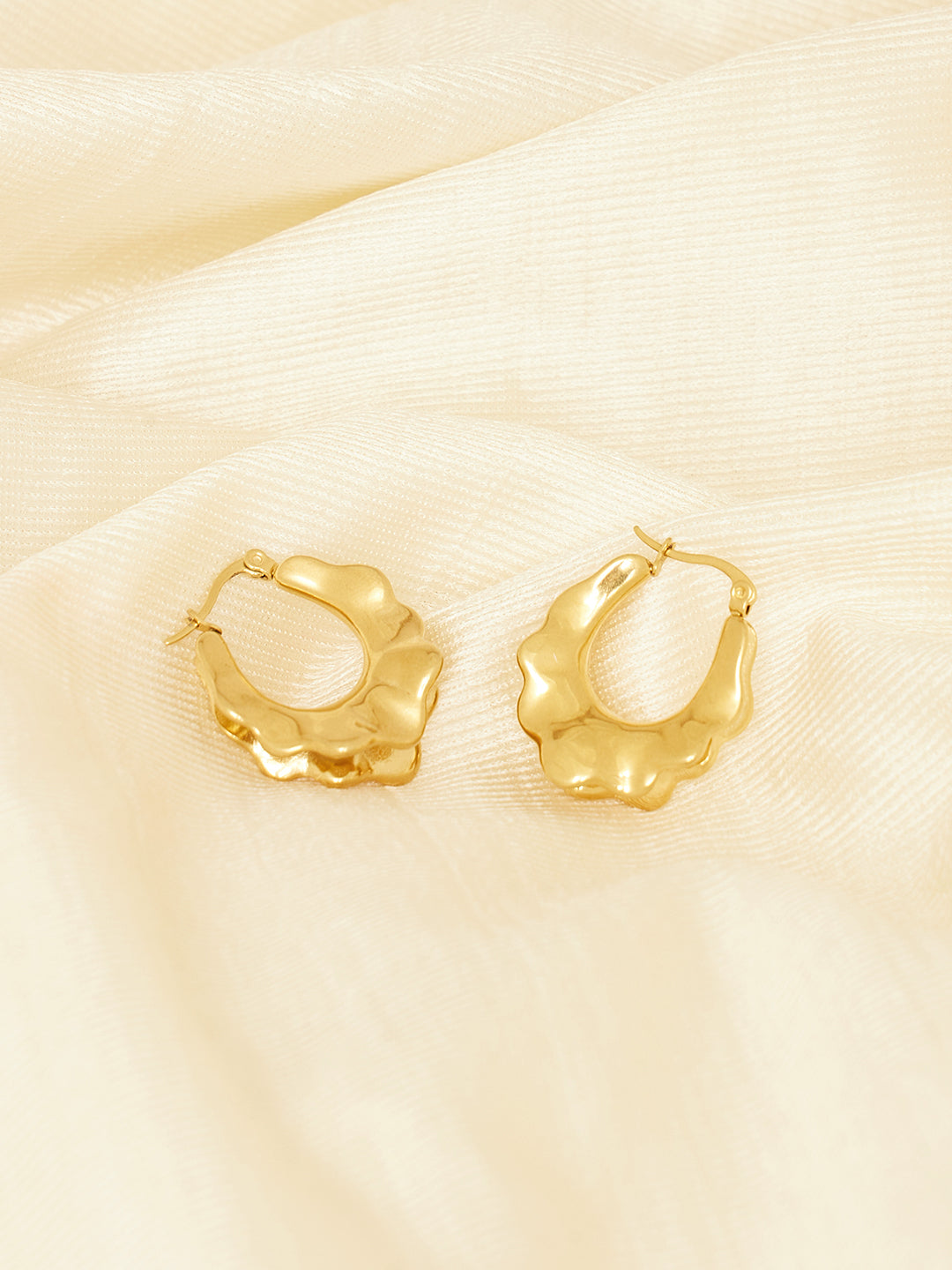 Women Gold Plated Circular Studs Earrings