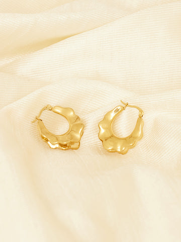 Women Gold Plated Circular Studs Earrings