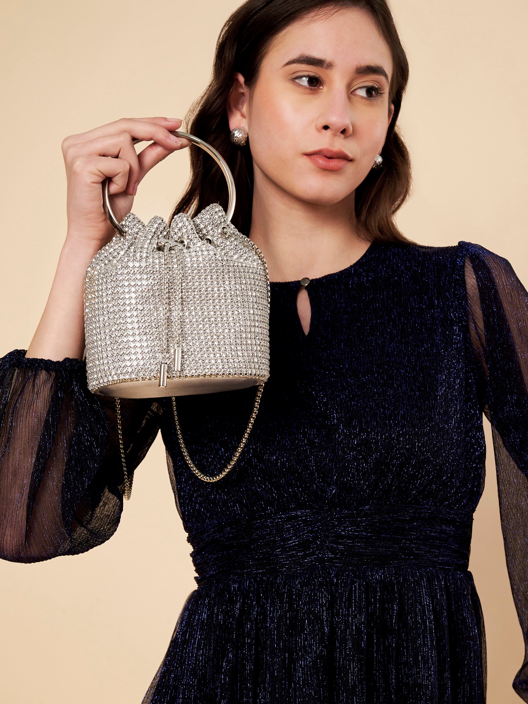Metallic Silver Pouch handbag