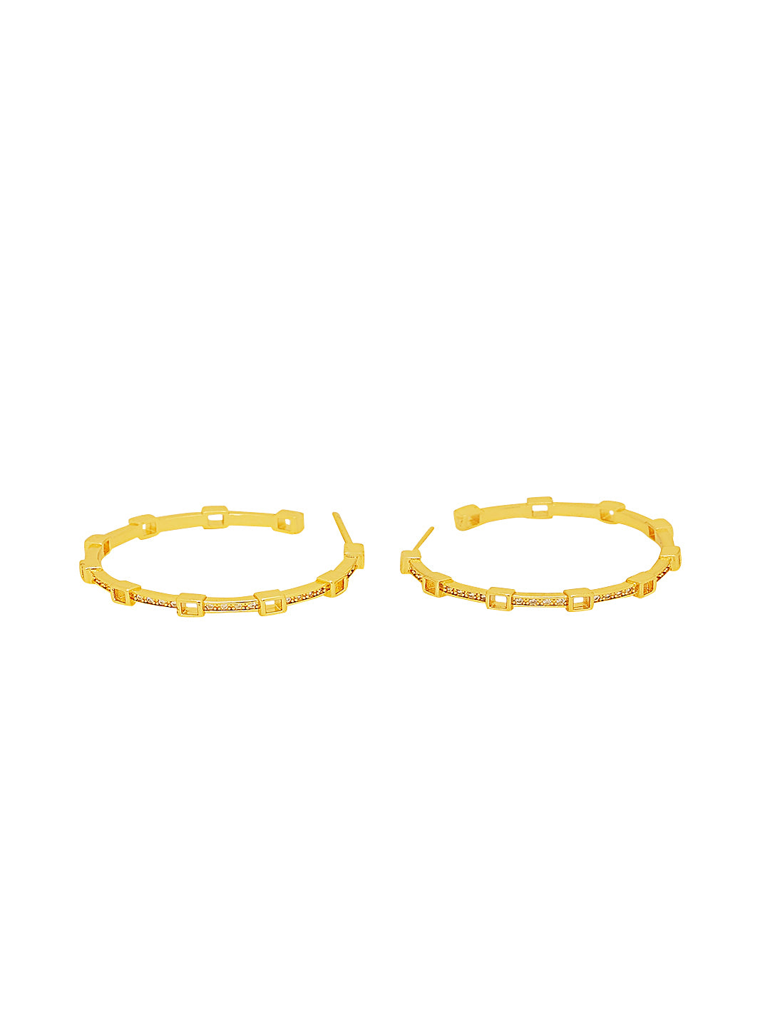 Circular Gold pleated Hoop Earrings