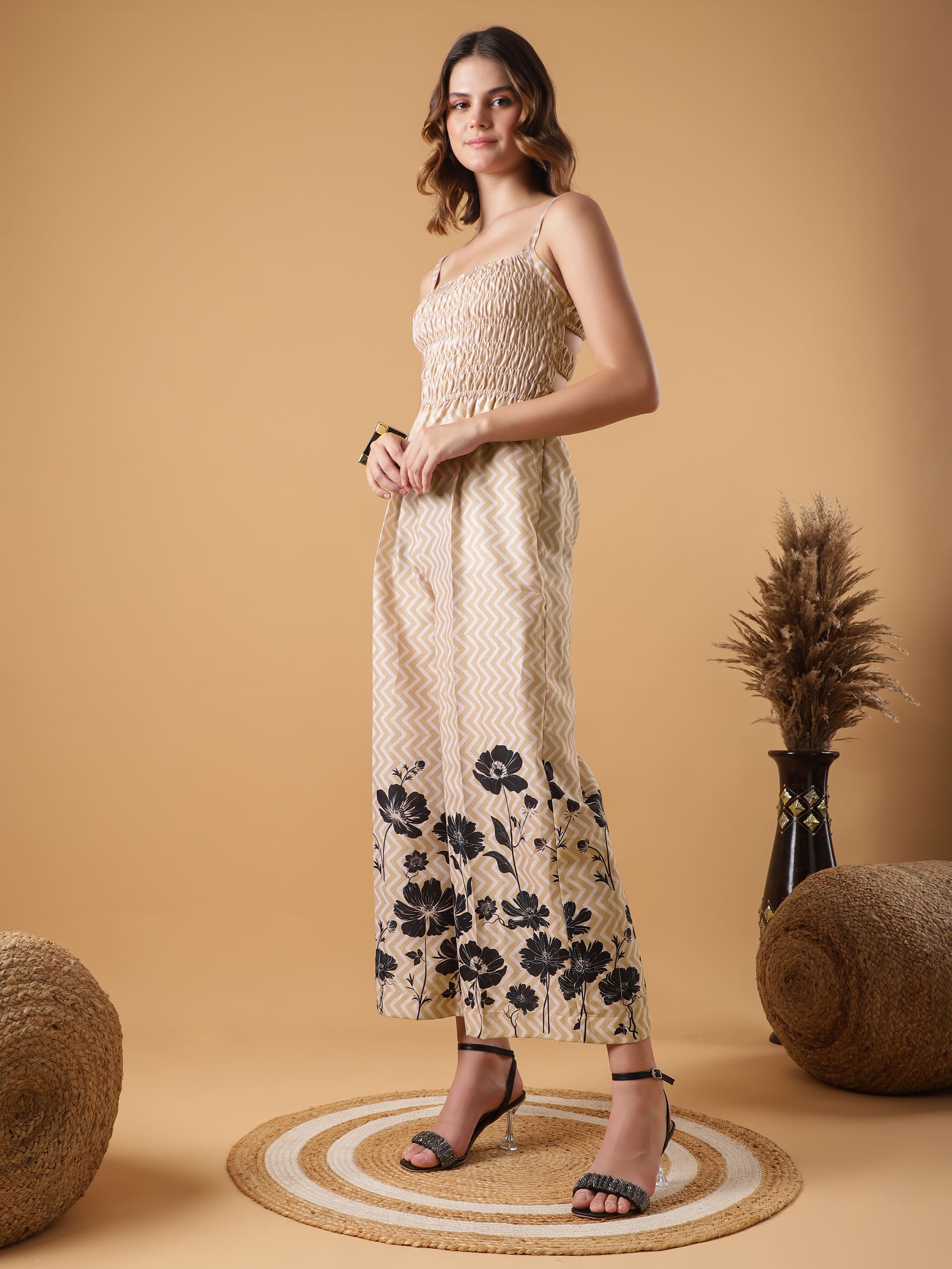 Smocked Strappy Jump suit