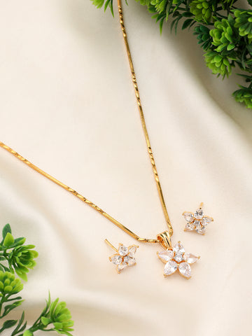 Gold-Plated Starfish Rhinestone Necklace