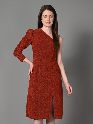 Embellished Red Fitted Sheath Dress