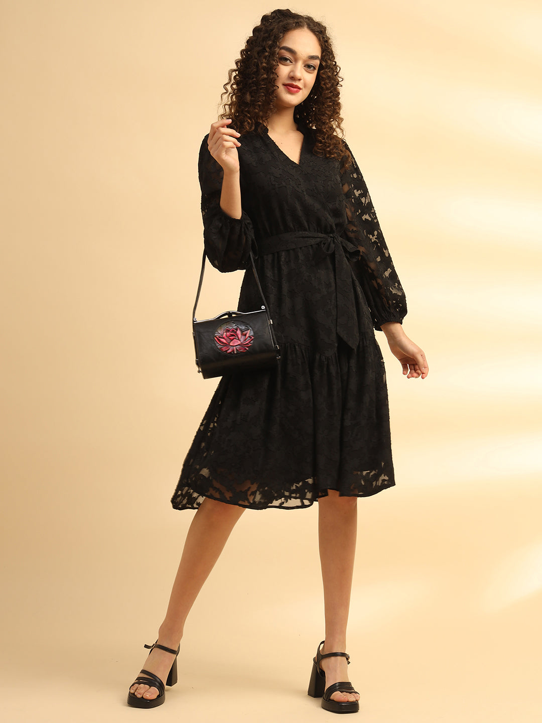 Black Layered A-Line Dress