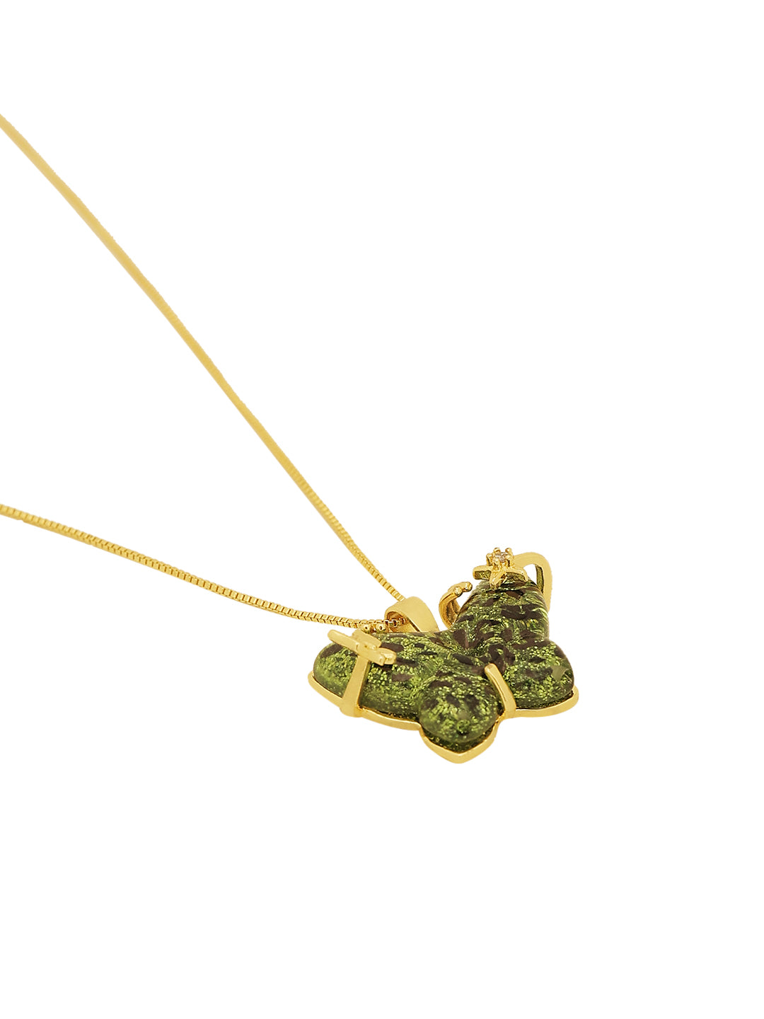 Gold-Plated Chain with Butterfly Rhinestone Pendant