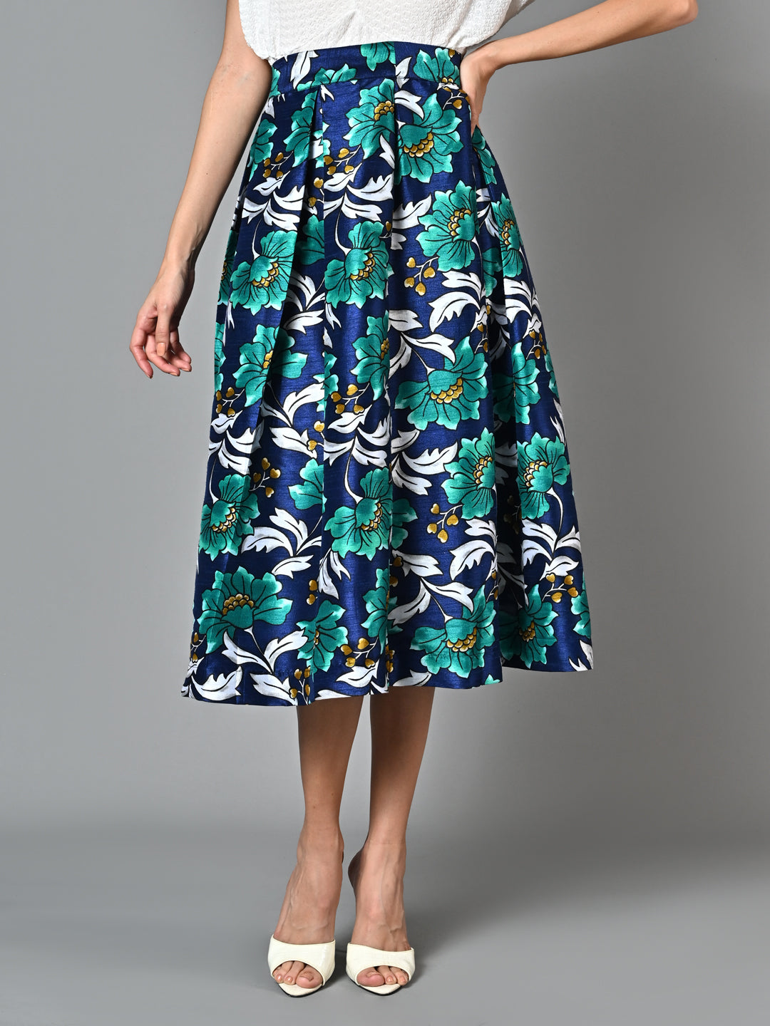 Stylish Pleated Printed Skirt