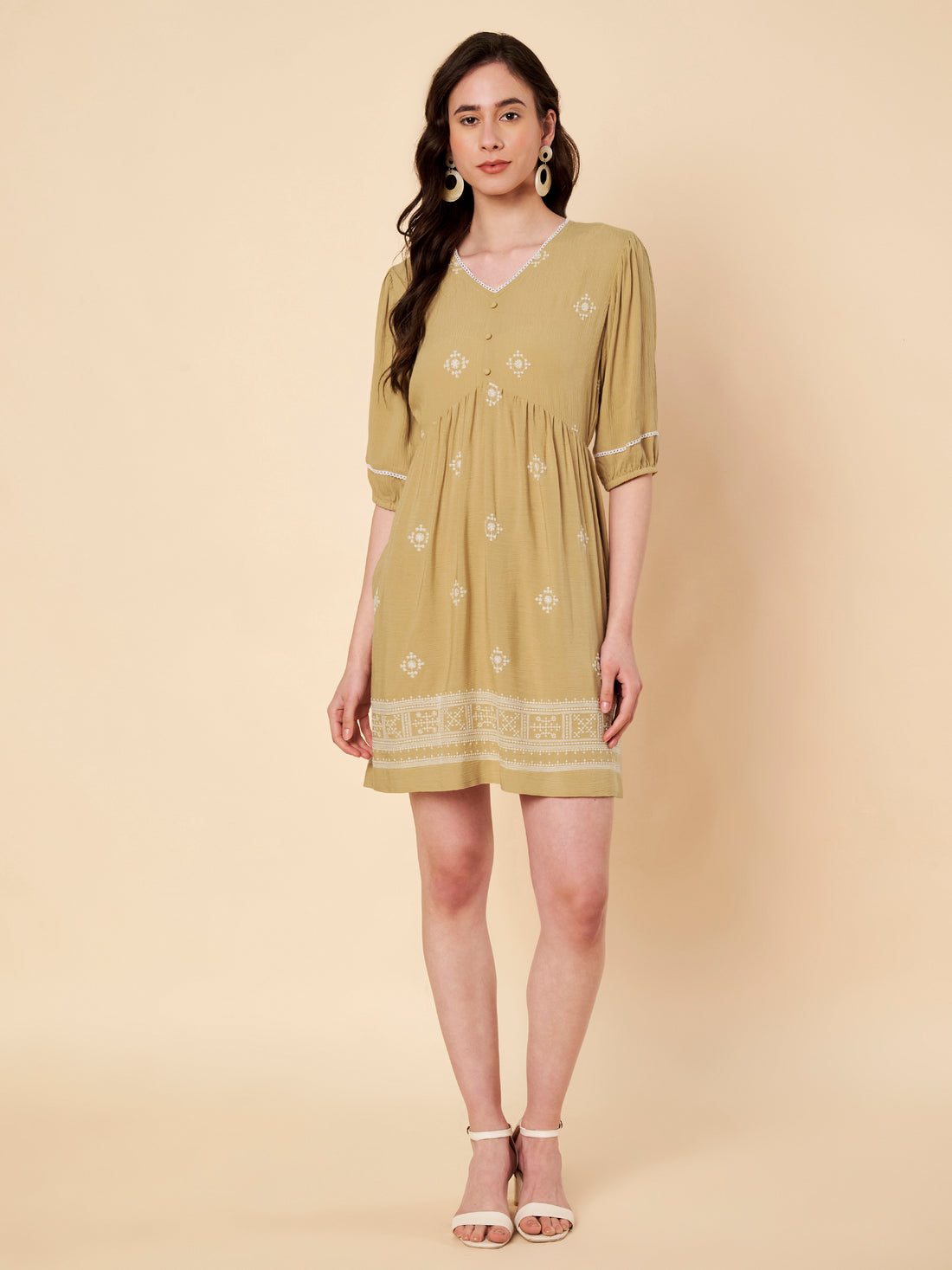 Fit & Flair Embroidered Dress
