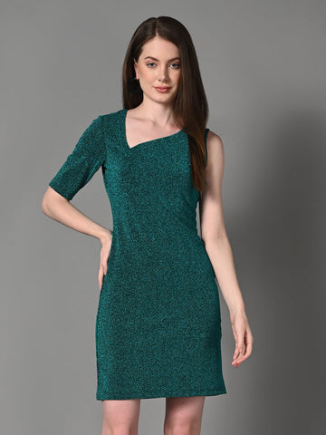 Embellished Green Fitted Short Dress