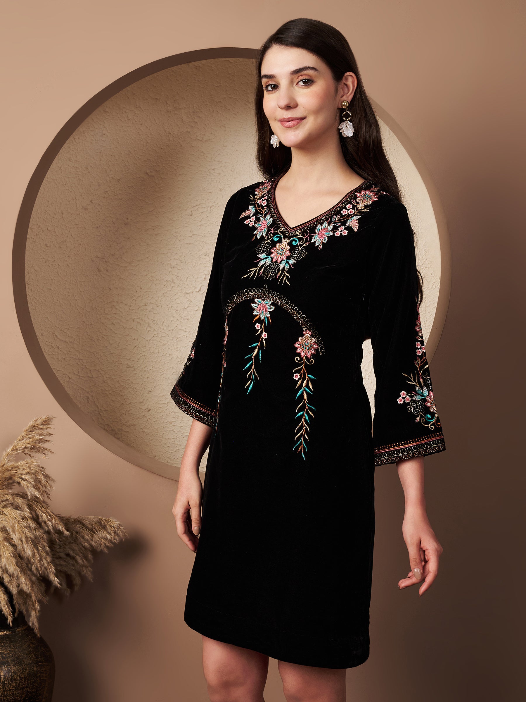 Embroidered Midi Dress