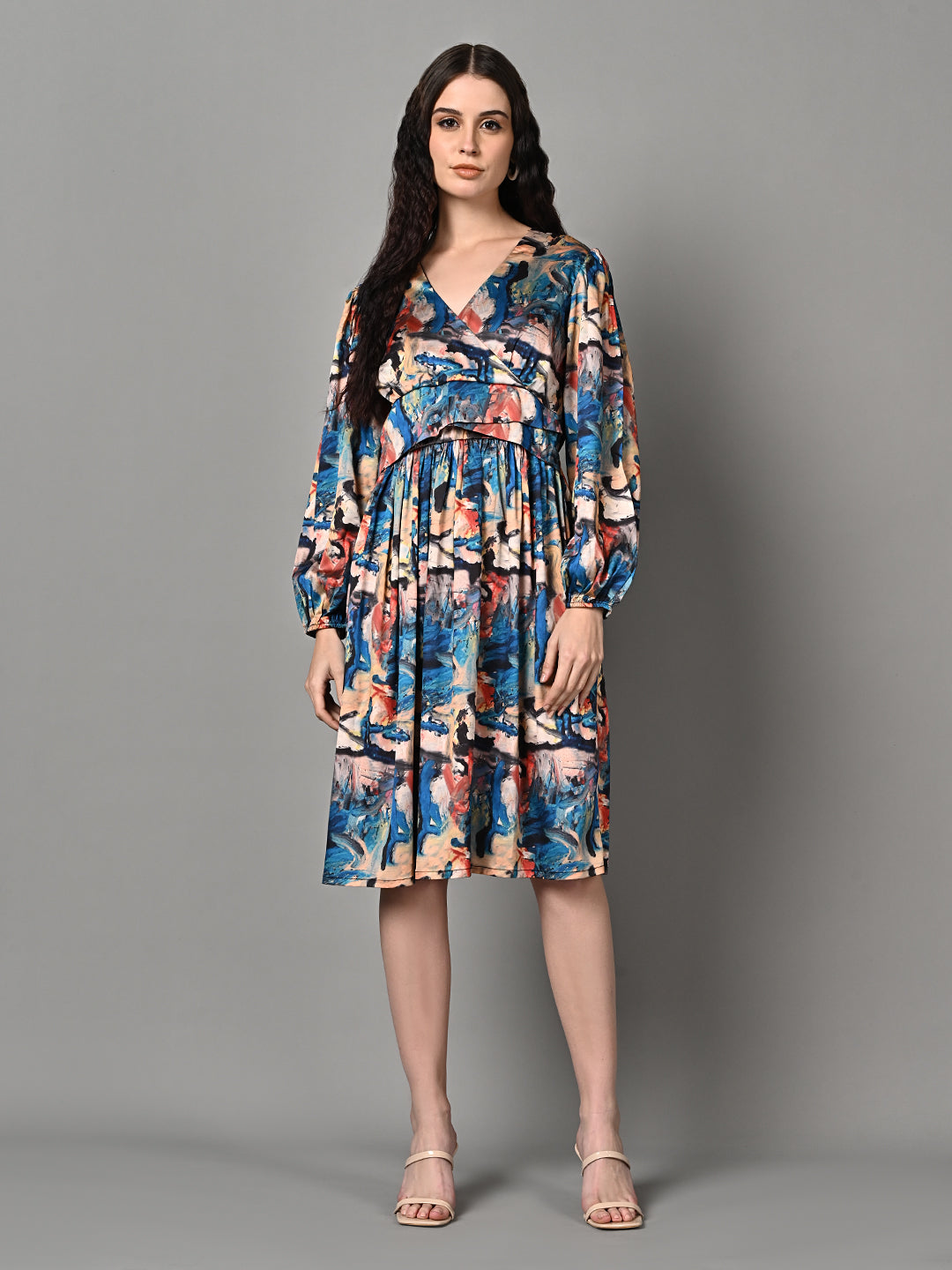 Stylish Printed Pleated Dress