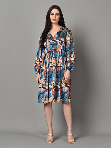 Stylish Printed Pleated Dress
