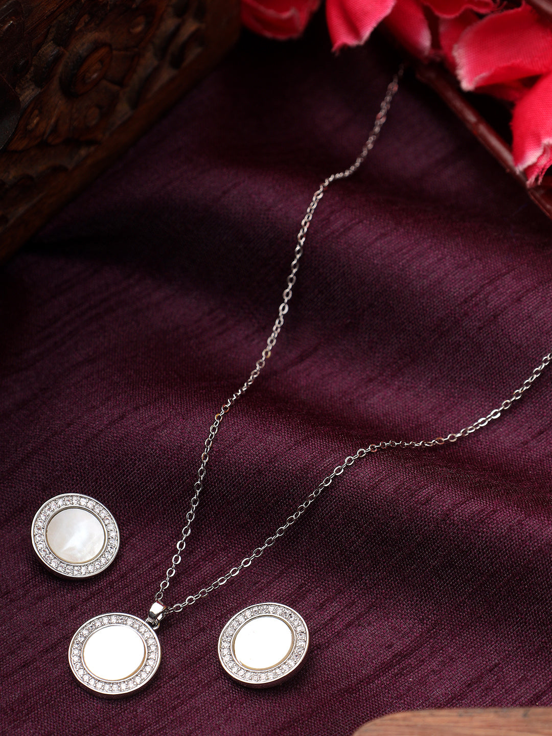 Opal Shell Platinum Plated Coin Necklace