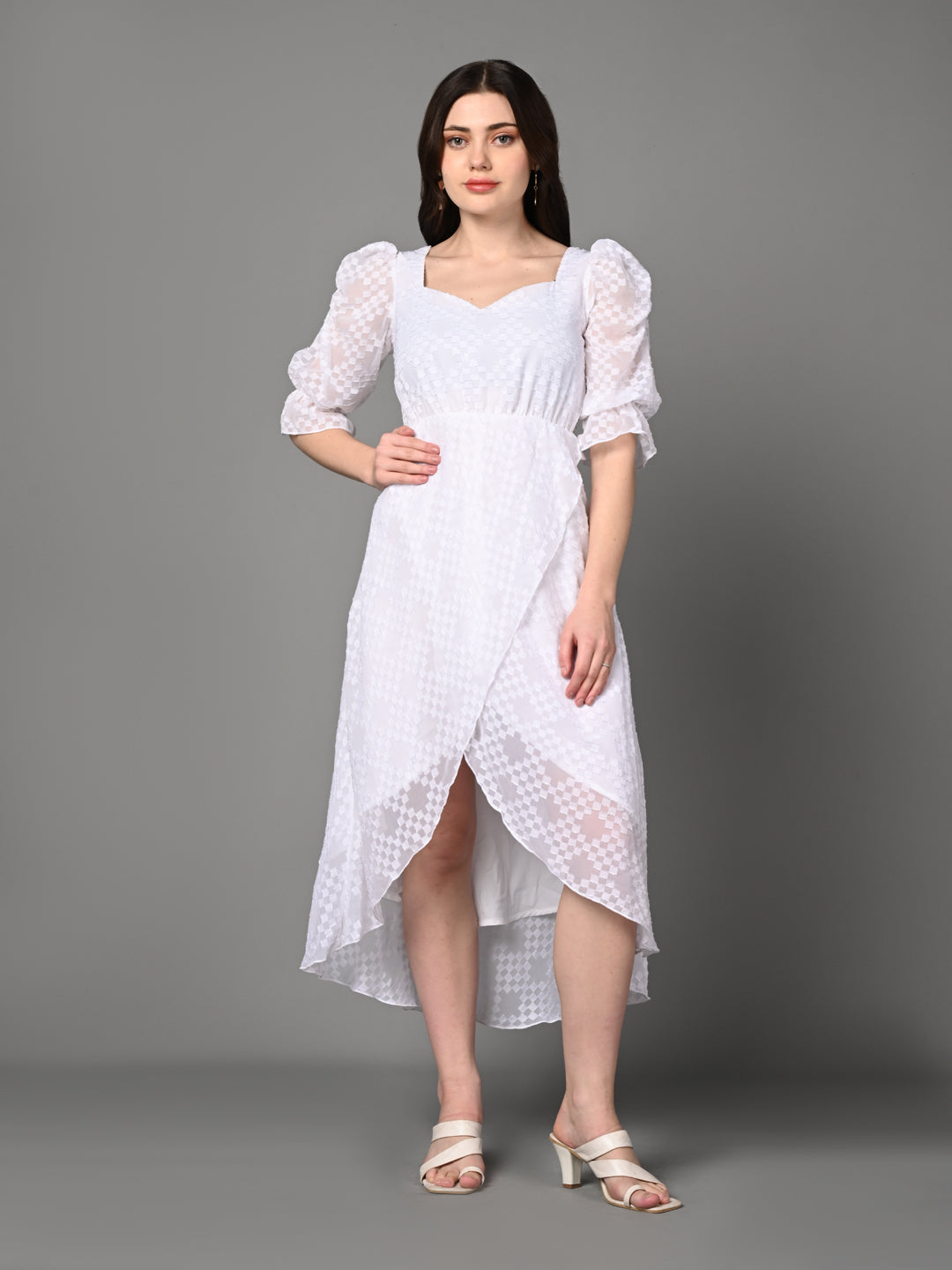 Classy White Ruffled Layered Dress