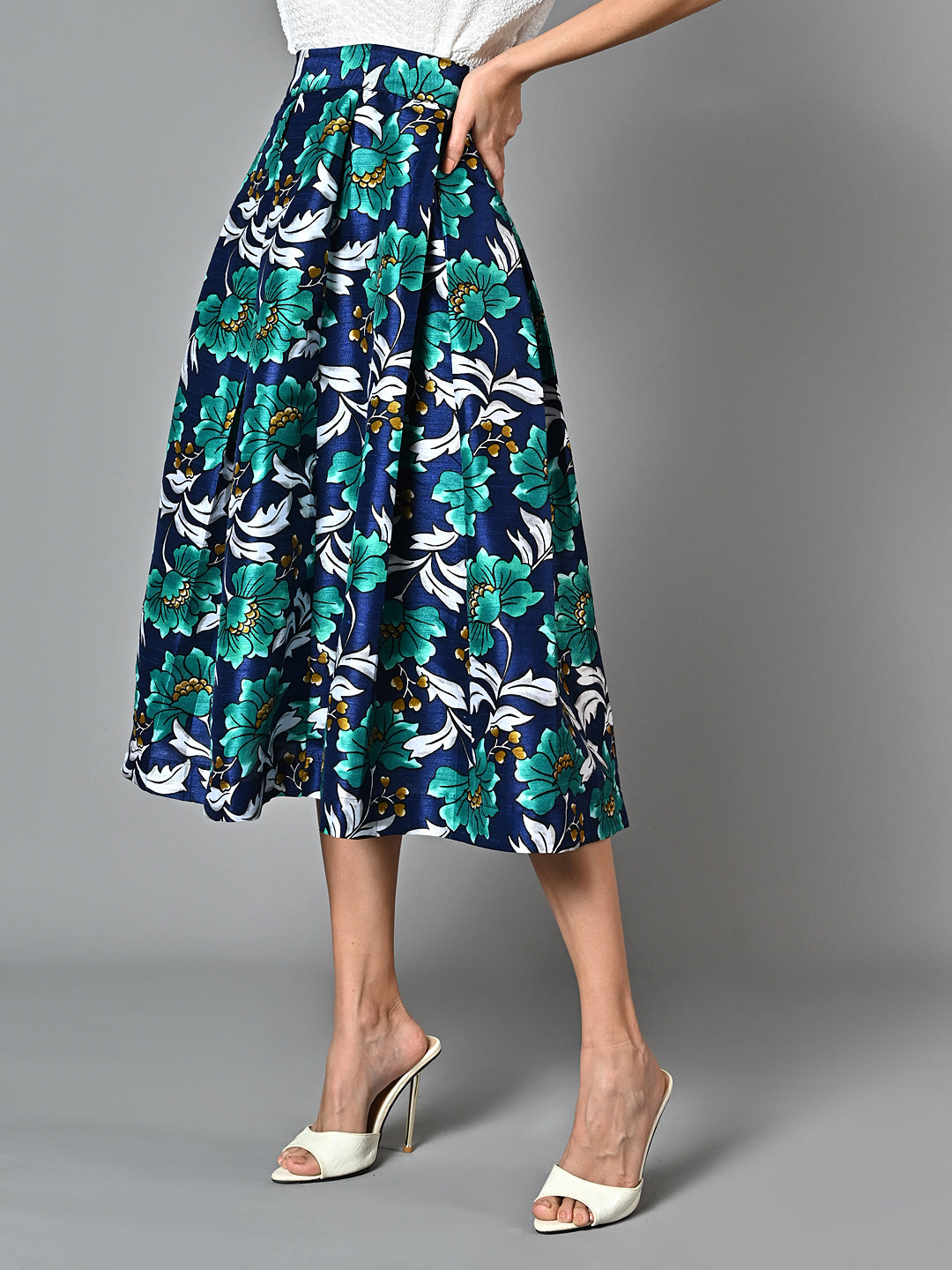Stylish Pleated Printed Skirt