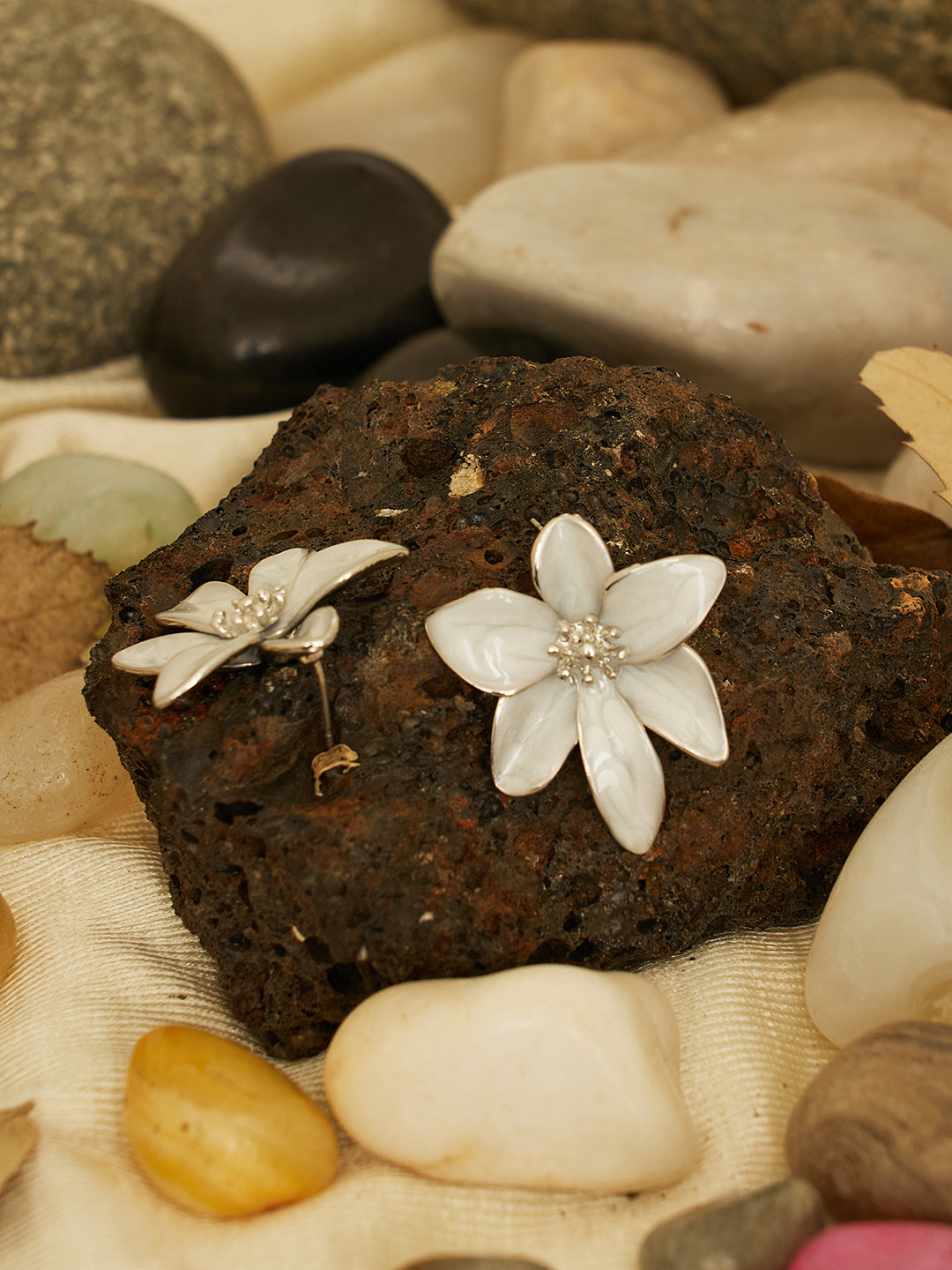 Women Fancy White Petal Earrings