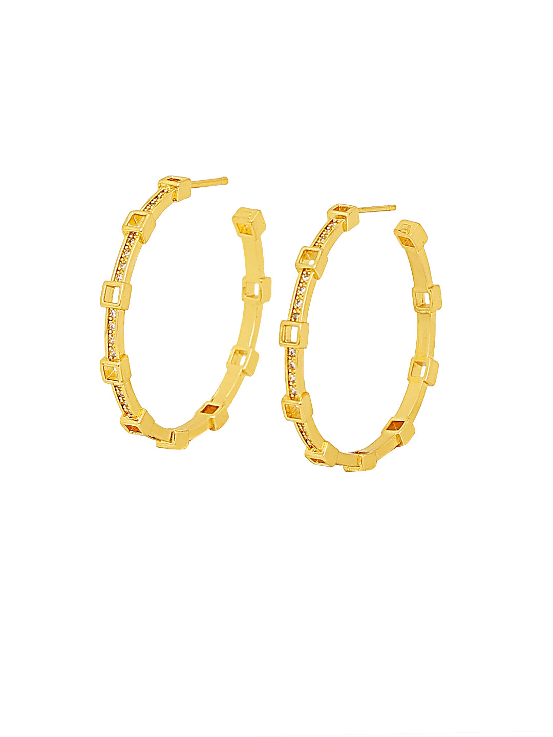 Circular Gold pleated Hoop Earrings