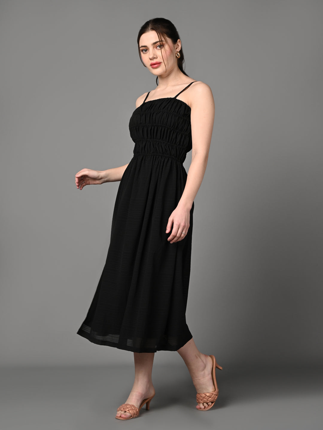 Classy Black Flared A - Line Dress