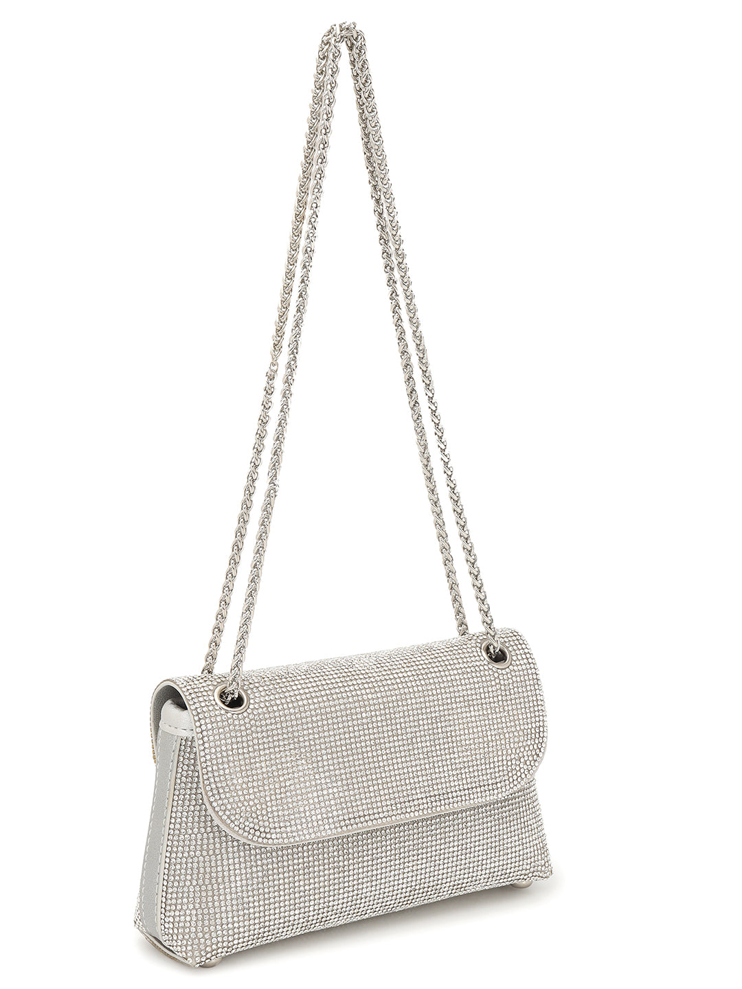 Embellished Silver Sling Bag