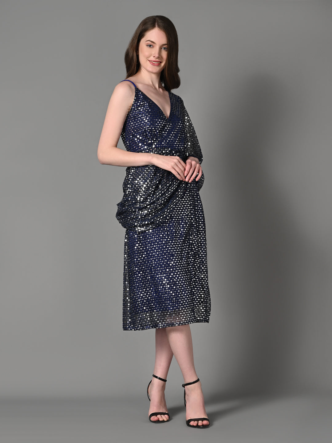 Embellished Blue Layered Party dress