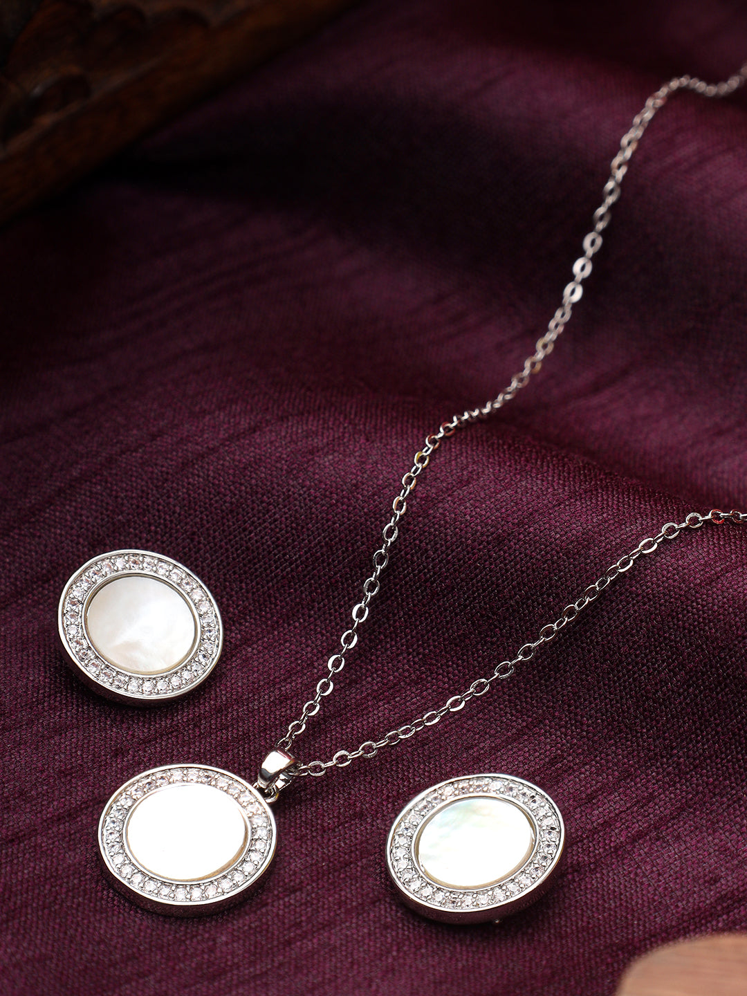 Opal Shell Platinum Plated Coin Necklace