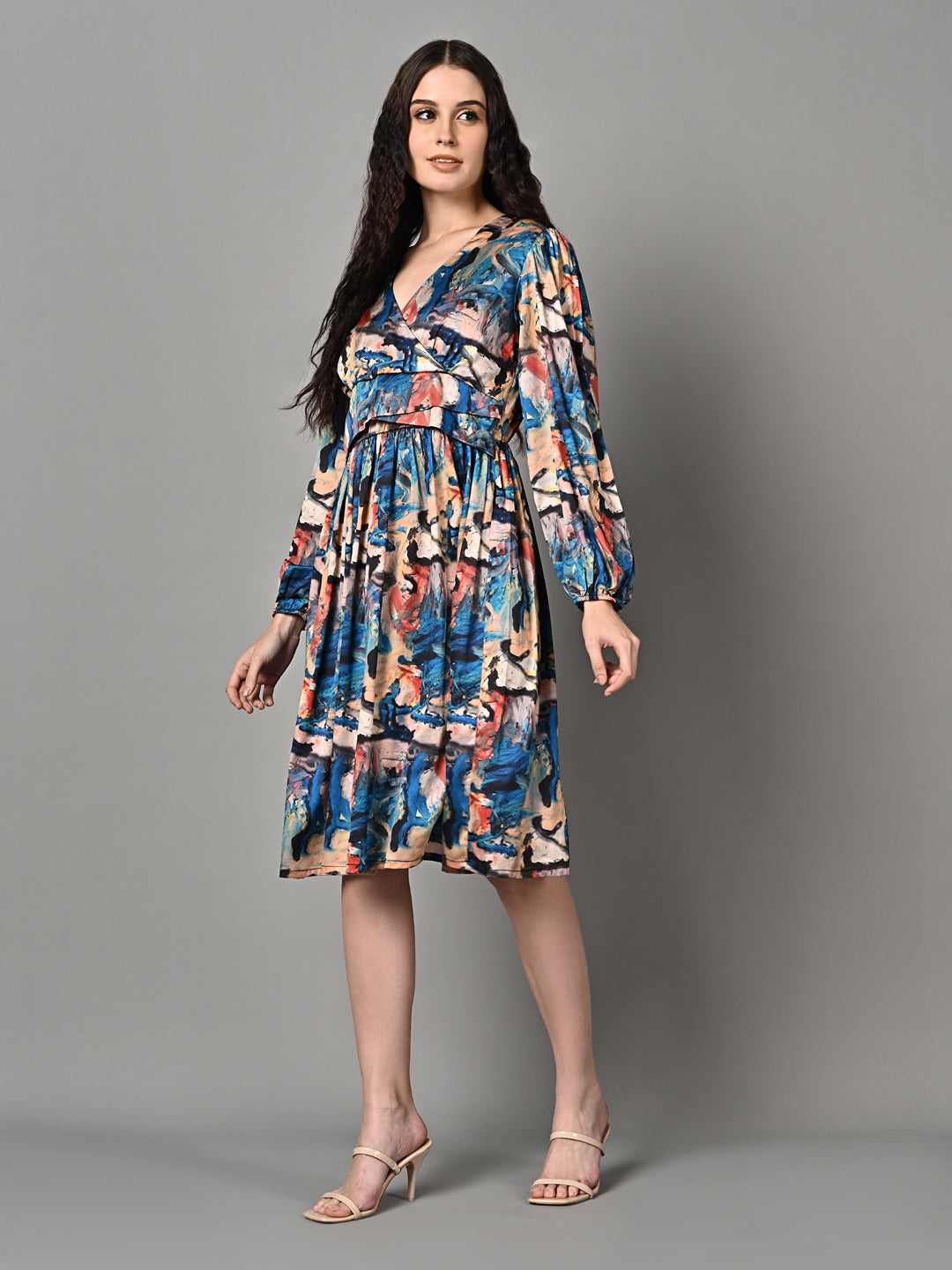 Stylish Printed Pleated Dress