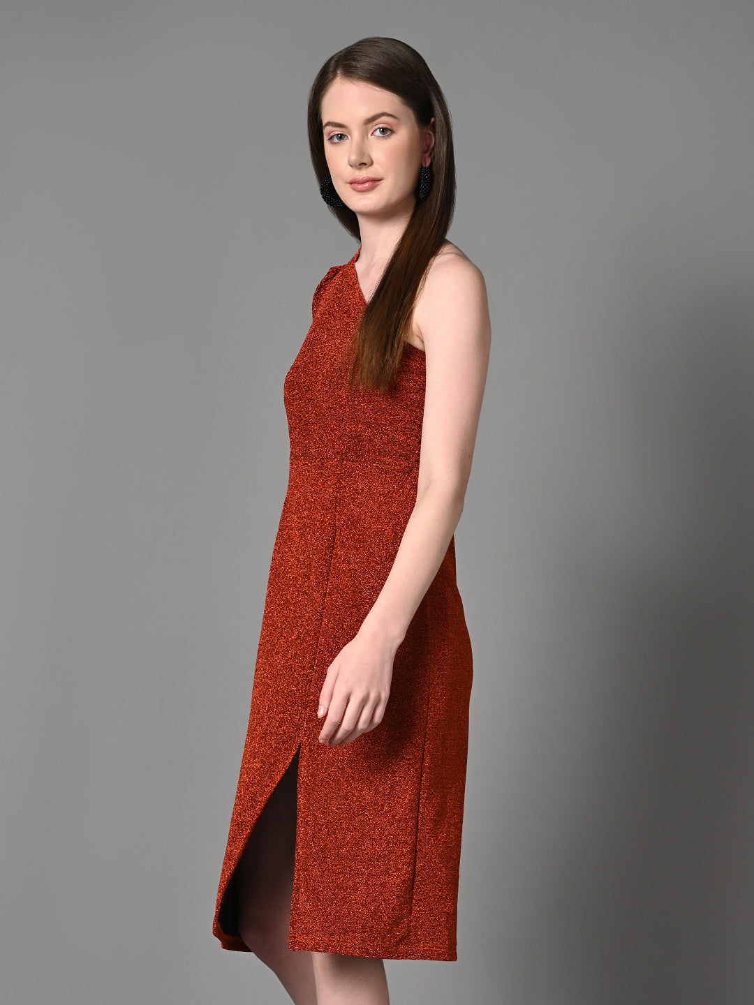 Embellished Red Fitted Sheath Dress