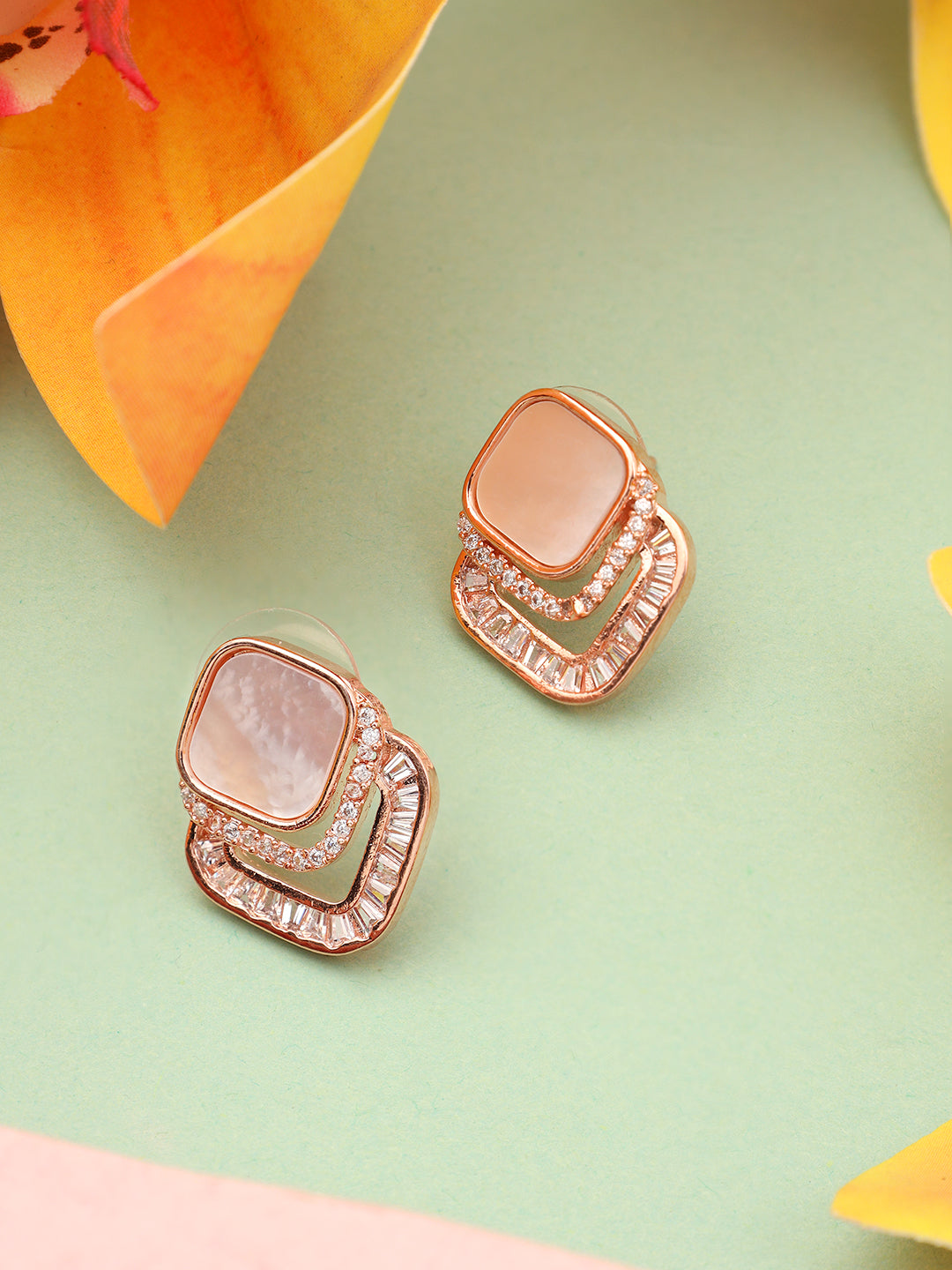 Women Rose Gold Earrings