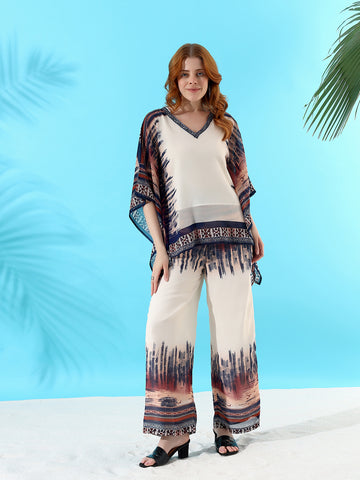 V-neck Printed Coord set