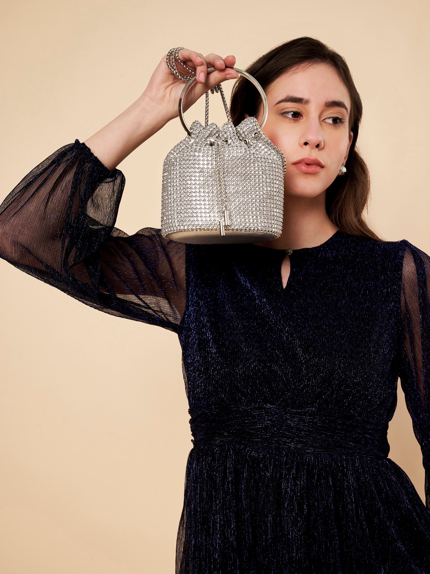 Metallic Silver Pouch handbag