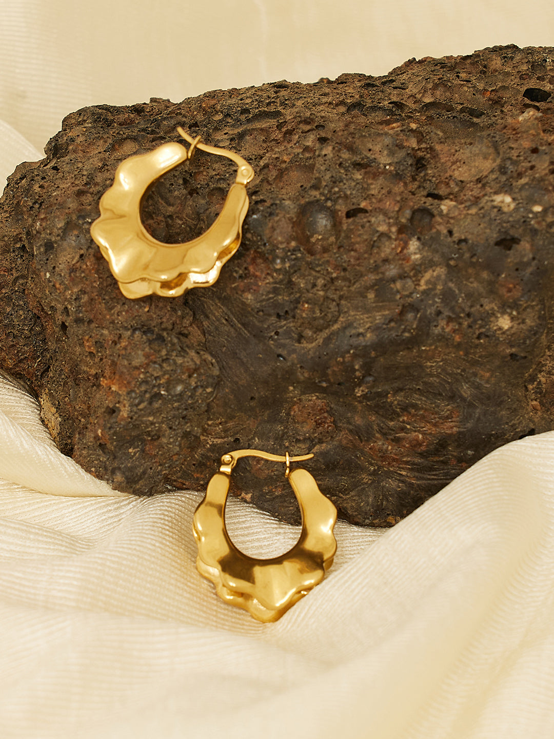 Women Gold Plated Circular Studs Earrings